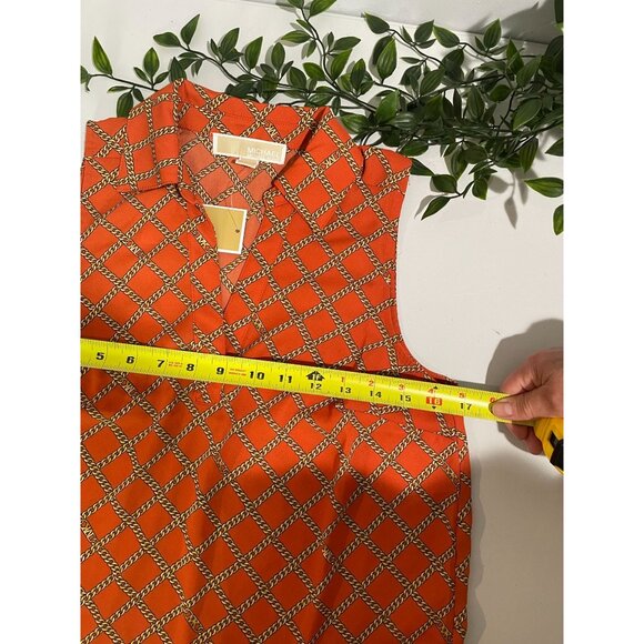 Michael Kors Womens Sleeveless Orange Top With Chain Print Size XS - Picture 11 of 15